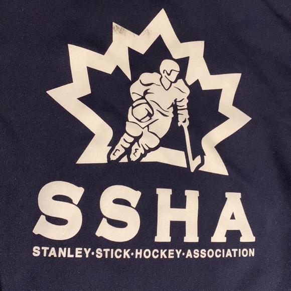 Boys ATC Navy Blue Stanley Stick Hockey Association hoodie & Short Sleeve- sz YM - Picture 3 of 16